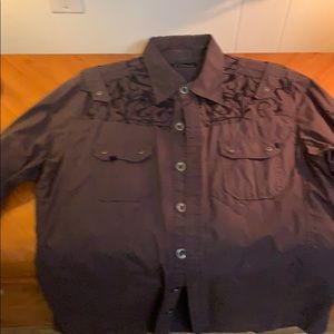 Men’s 7 diamonds embroidered long sleeve button up